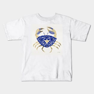 Navy Gold Crab Kids T-Shirt